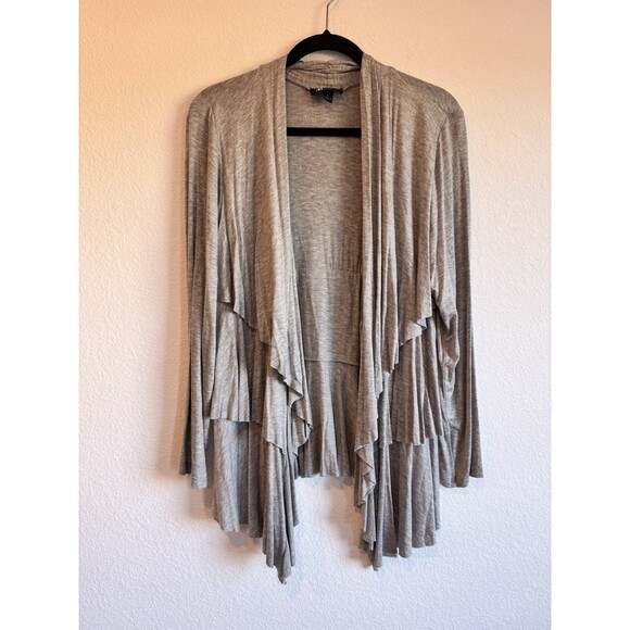 AB Studio Women's Gray Open Front Layered Cardigan Sweater Long Sleeve Large - Picture 1 of 11